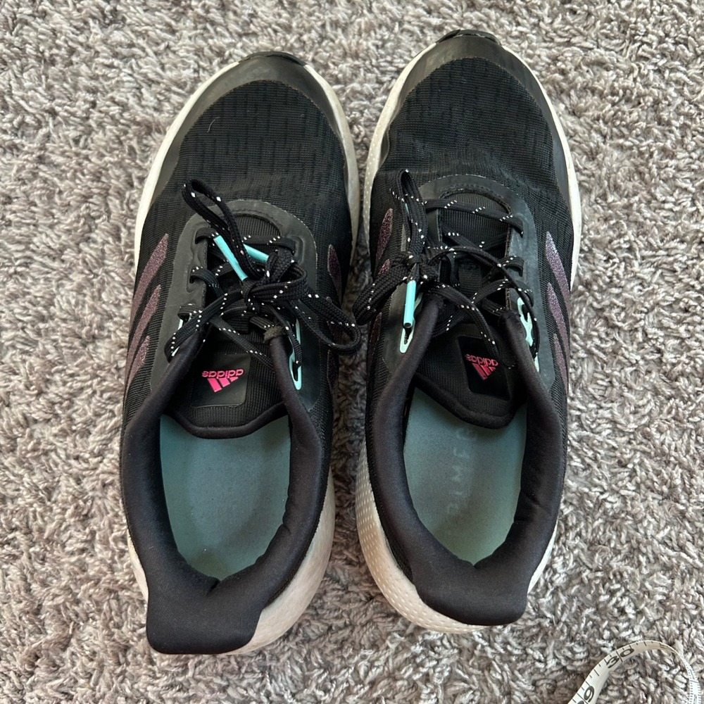Adidas‎ Bounce Running Shoes Black Purple Teal Women's Size 5 Sneakers - Picture 4 of 7